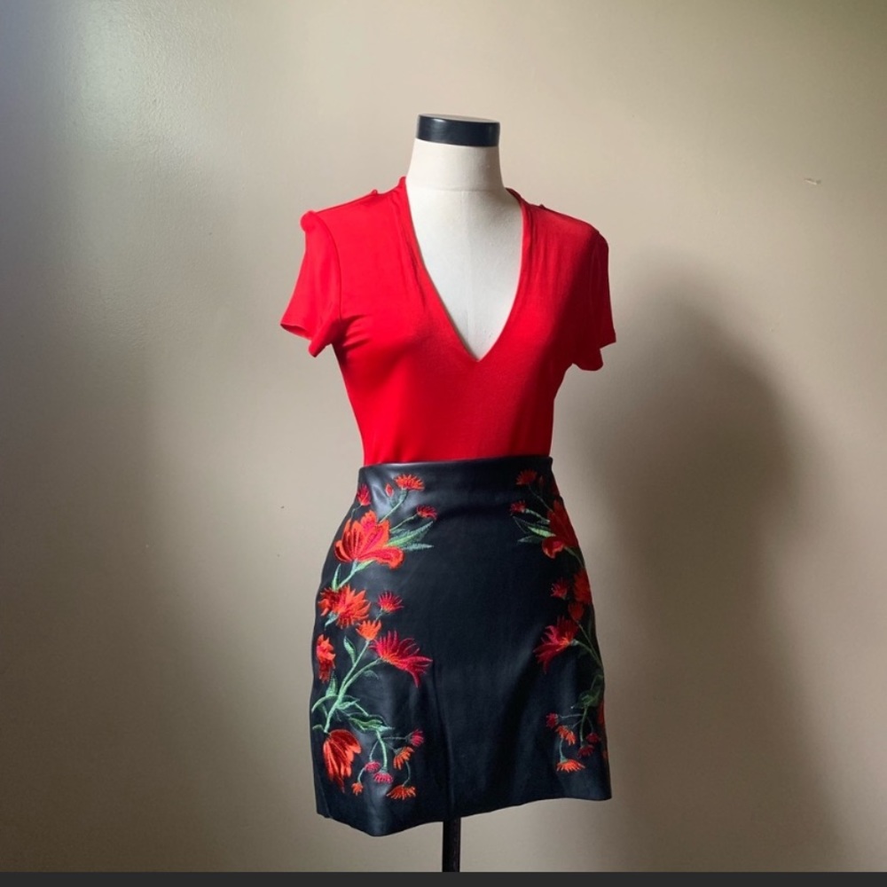 V neck red silky ASOS top